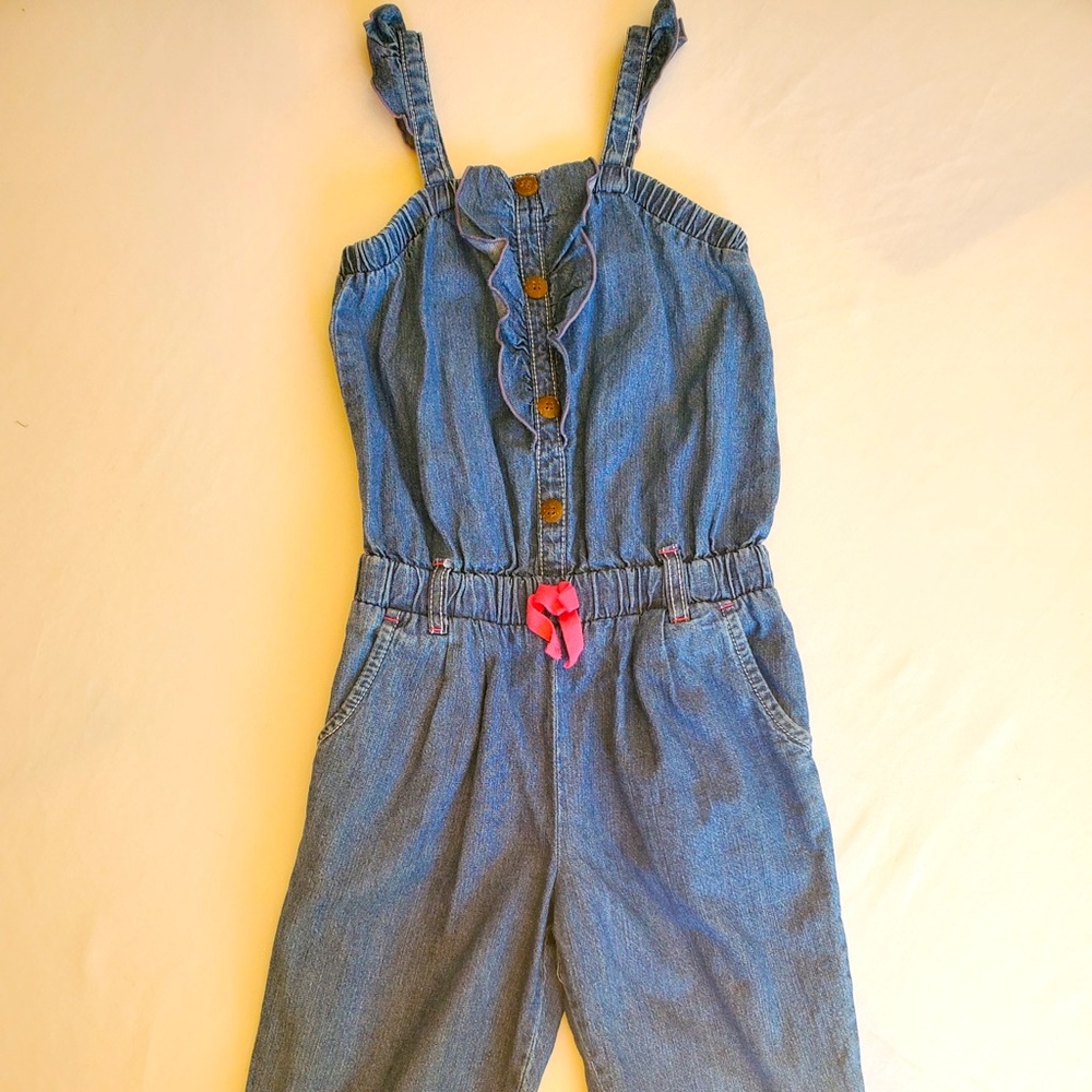 Girls Smocked Denim Romper